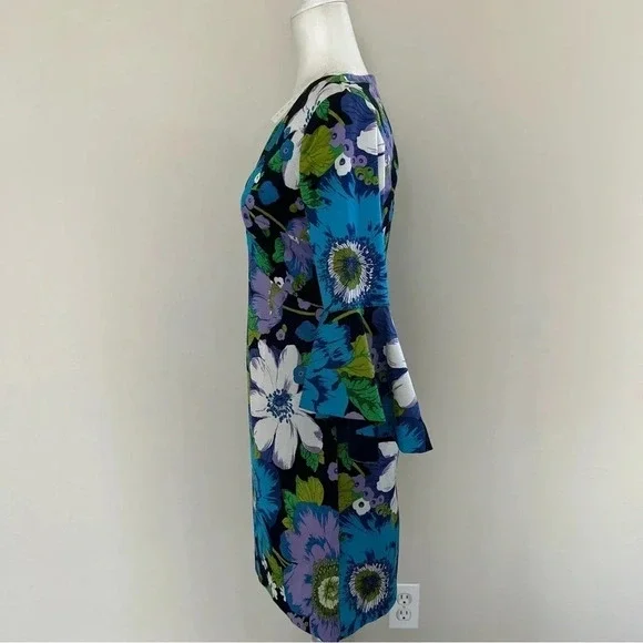 Trina Turk Winnie Wild Flower Faille Bell-Sleeve Dress NWT Sz 0 - Picture 4 of 9